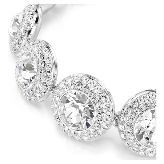 White Crystal Angel Motif Bracelet with Rhodium-Plated Finish