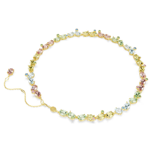 Multicoloured Mixed Cut Crystal Necklace – Gold Finish