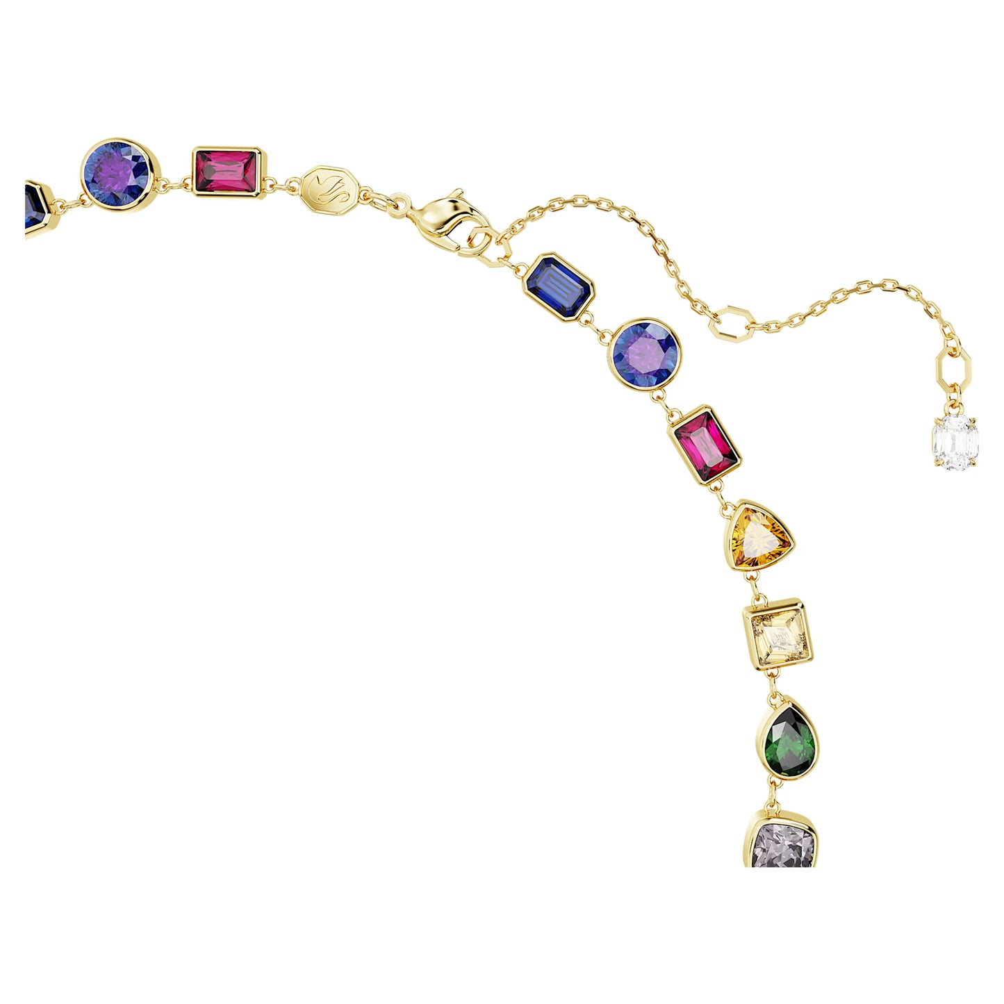 Multicoloured Mixed Cut Crystal Necklace – Gold Finish