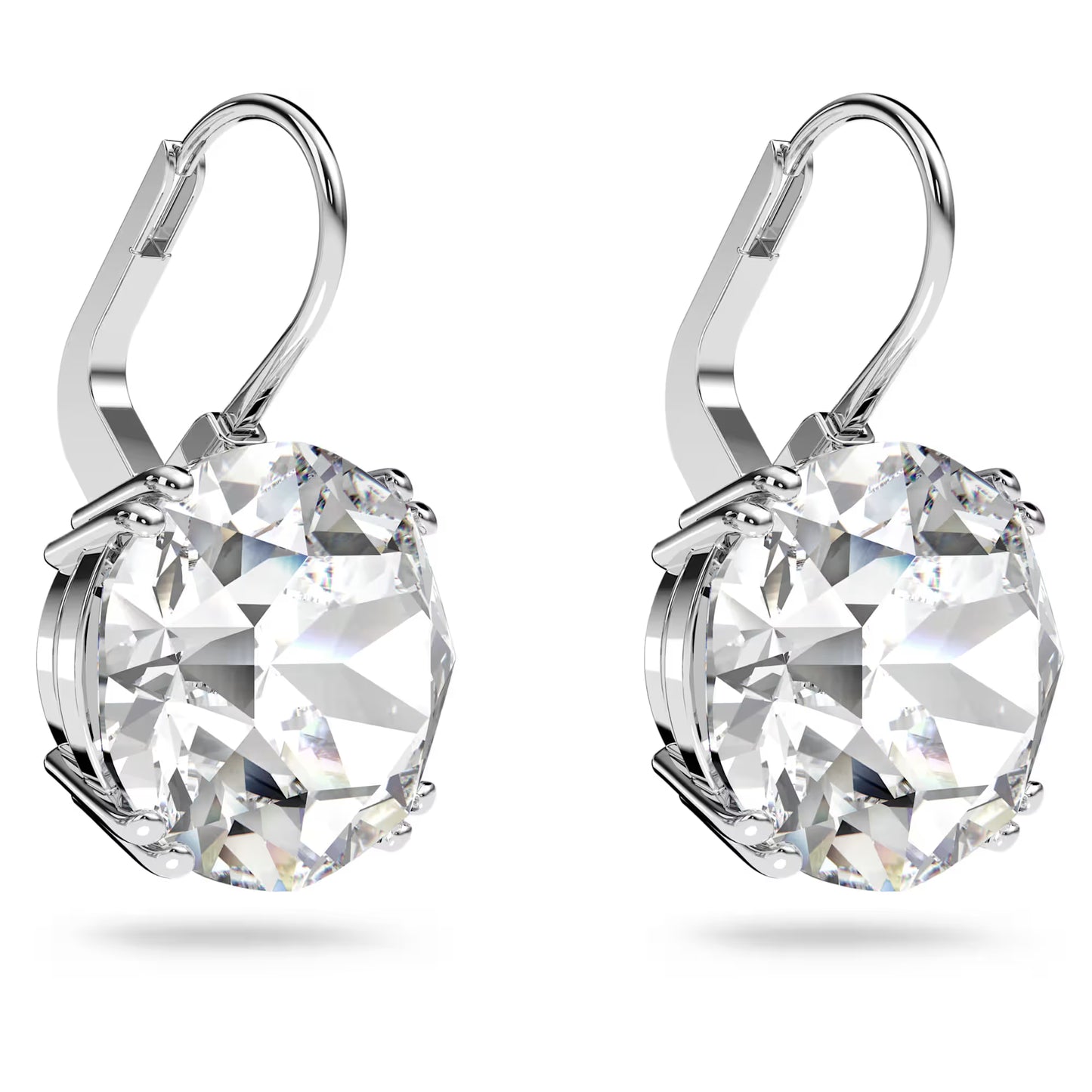 White Crystal Drop Earrings – Rhodium Plated