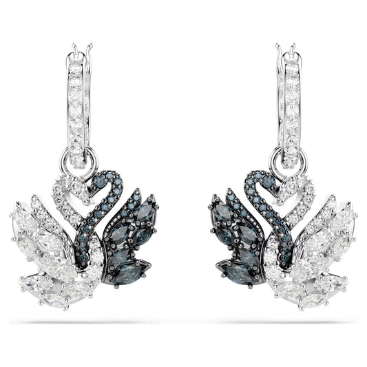 Black Swan Crystal Drop Earrings – Mixed Metal Finish