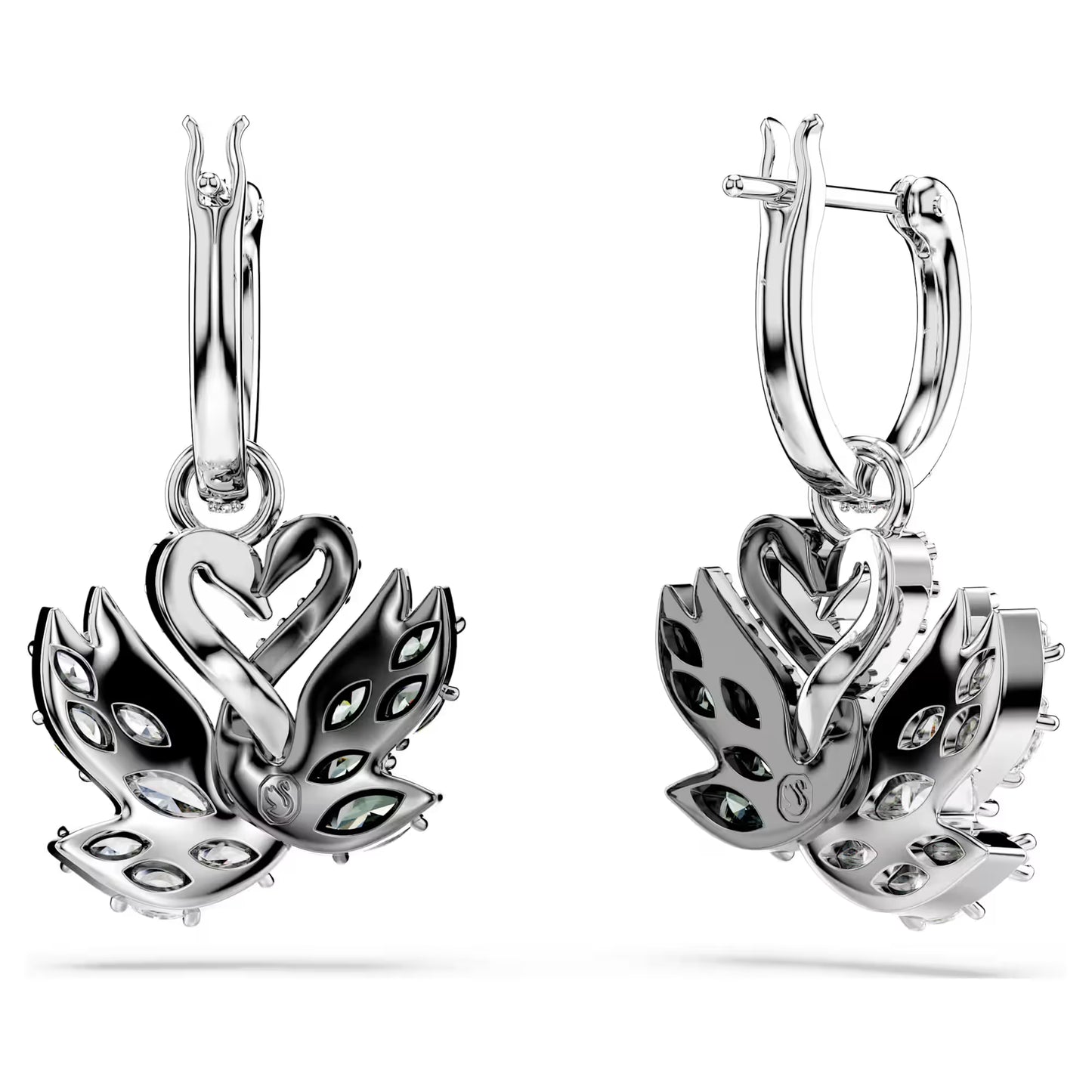 Black Swan Crystal Drop Earrings – Mixed Metal Finish