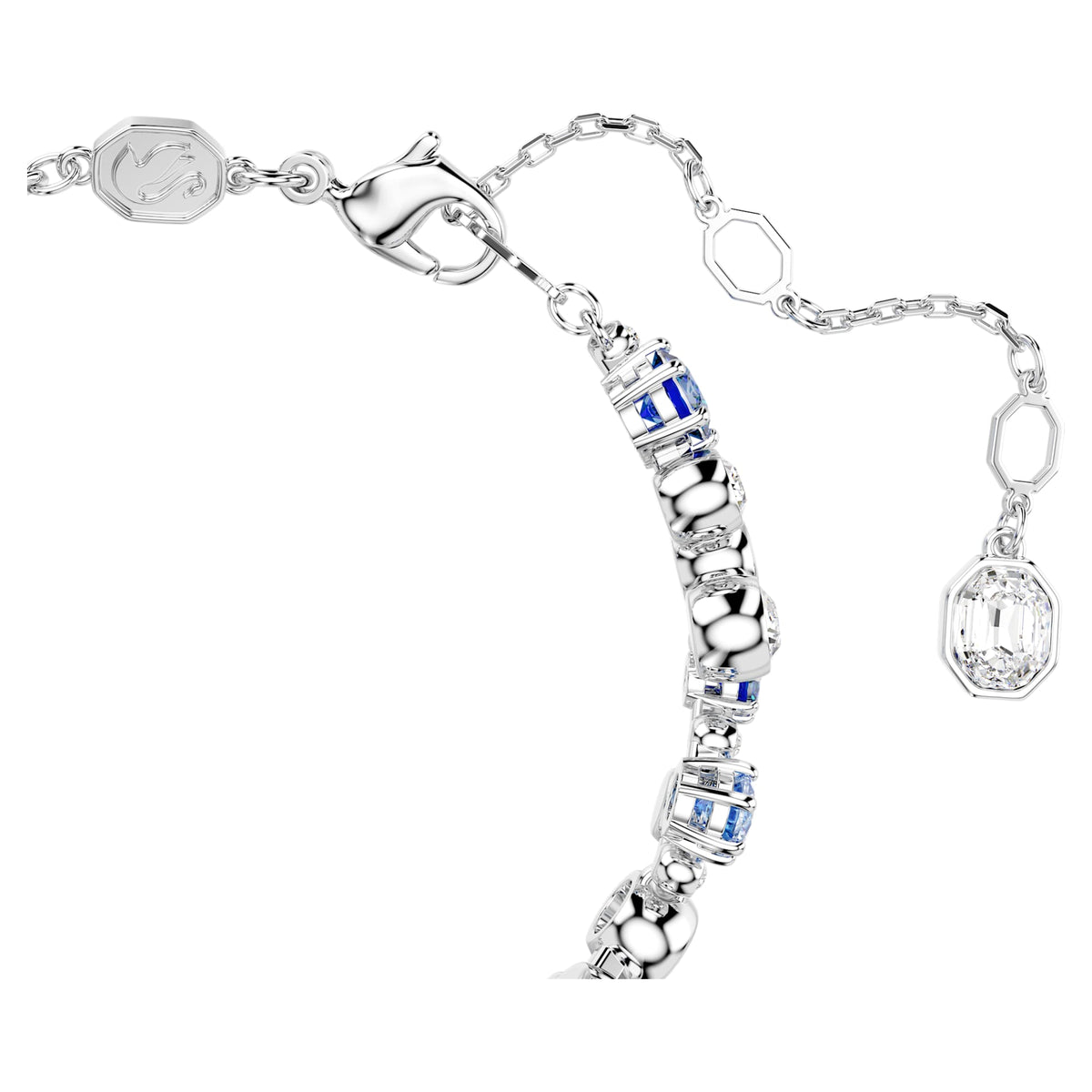 Blue Crystal Bracelet with Rhodium-Plated Finish