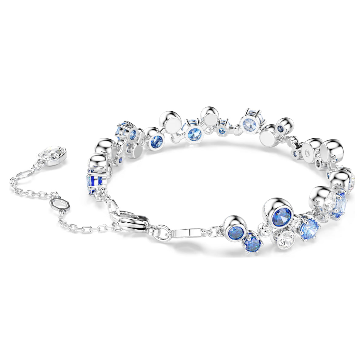 Blue Crystal Bracelet with Rhodium-Plated Finish