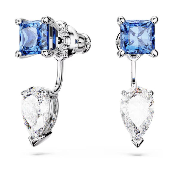 Blue Crystal Detachable Earring Jackets – Rhodium Plated