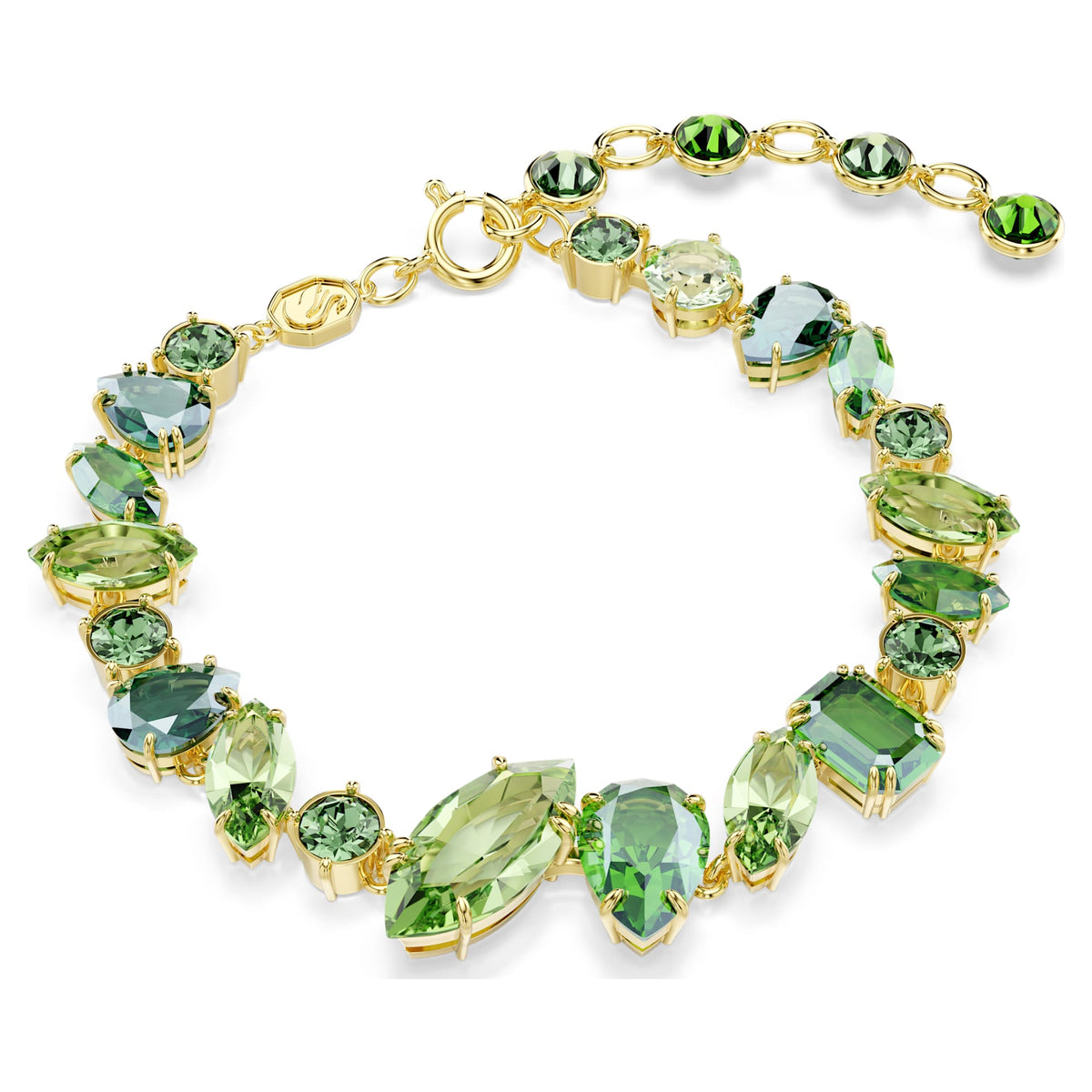 Green Mixed-Cut Crystal Bracelet with 18K Gold Finish