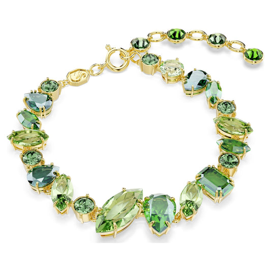 Green Mixed-Cut Crystal Bracelet with 18K Gold Finish