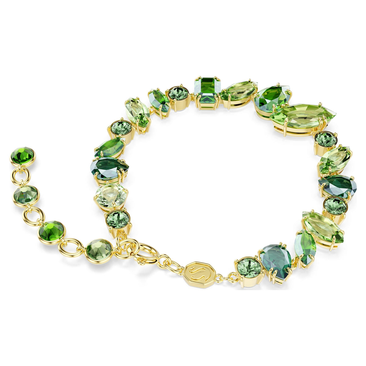 Green Mixed-Cut Crystal Bracelet with 18K Gold Finish
