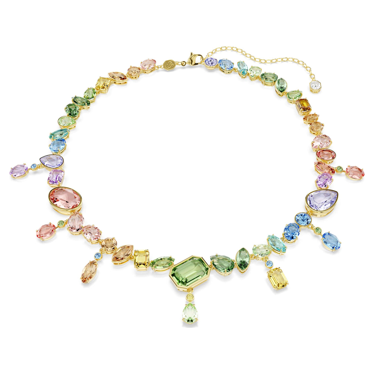 Multicolored Crystal Necklace with Dangling Accents