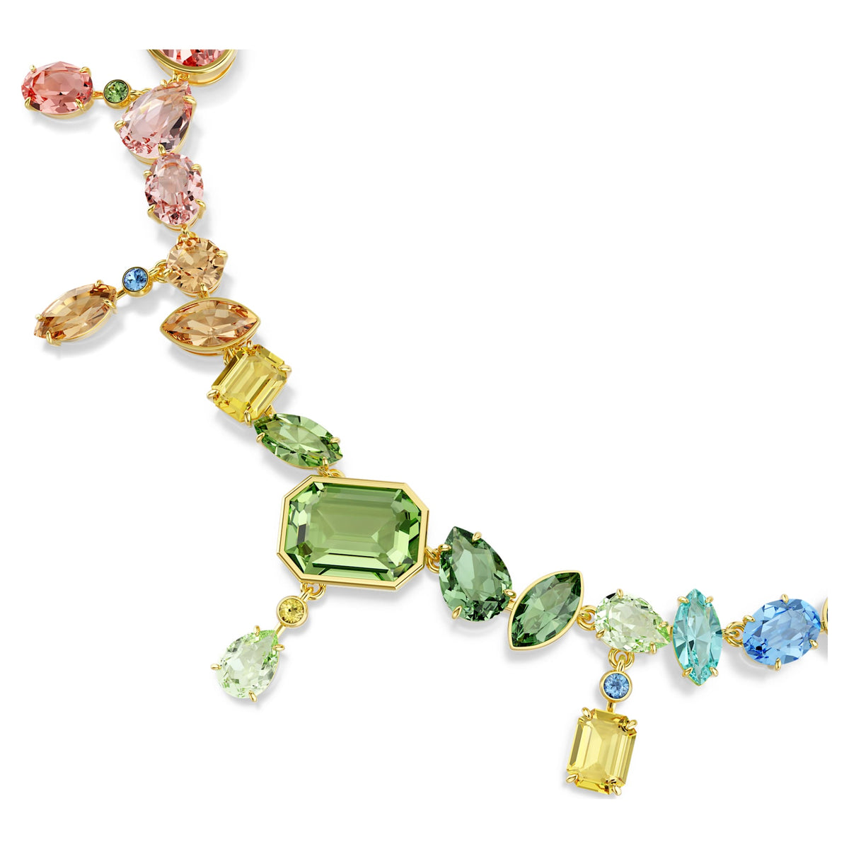 Multicolored Crystal Necklace with Dangling Accents