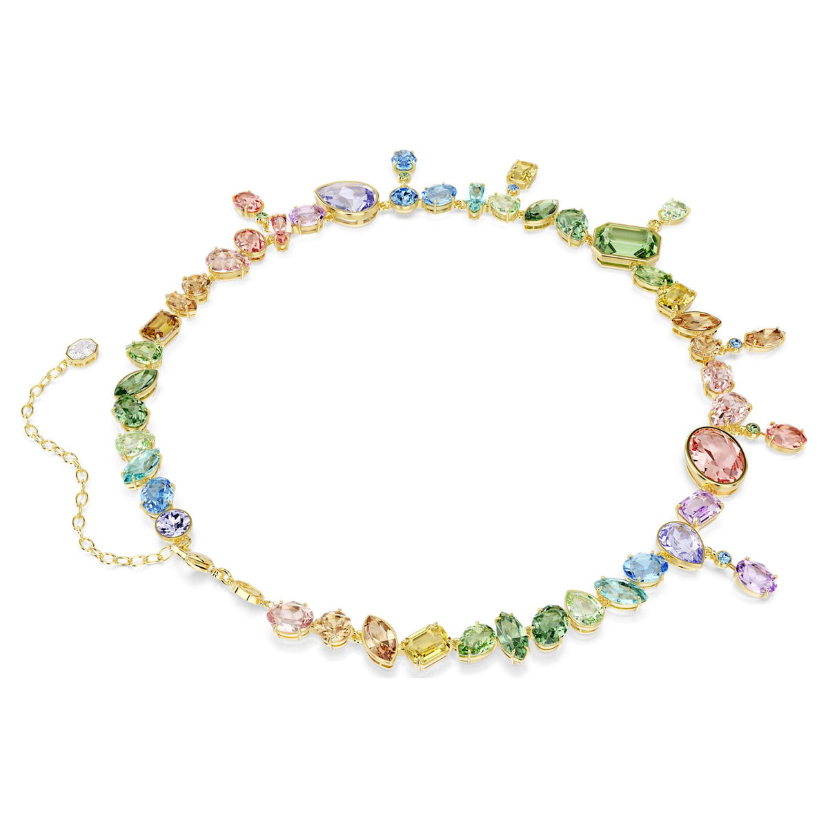 Multicolored Crystal Necklace with Dangling Accents