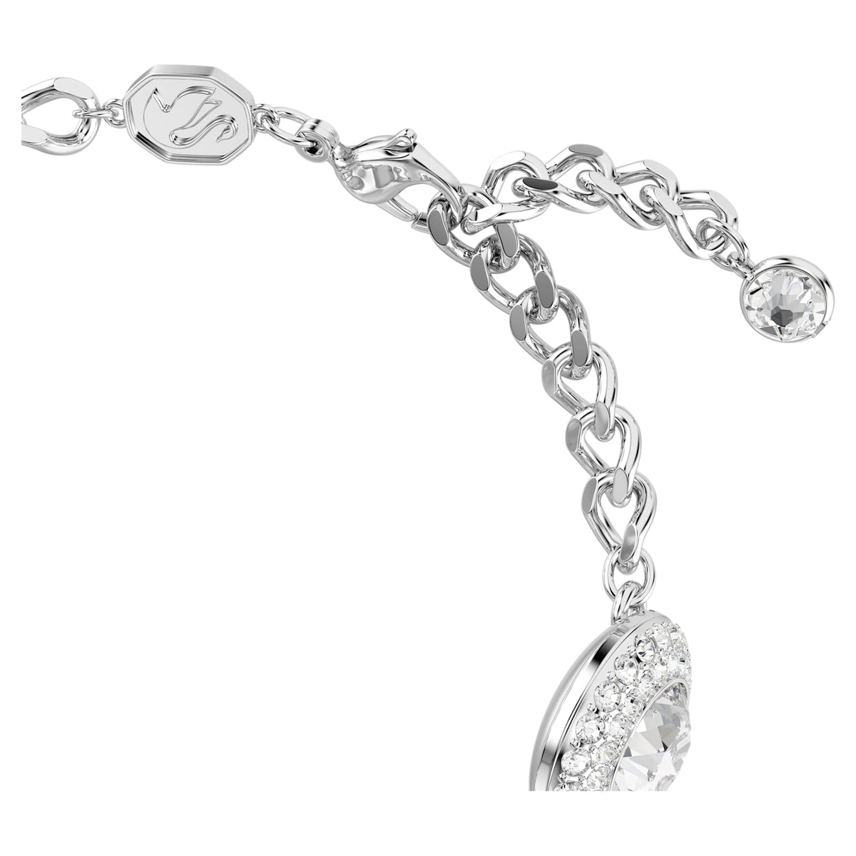 White Crystal Angel Motif Bracelet with Rhodium-Plated Finish