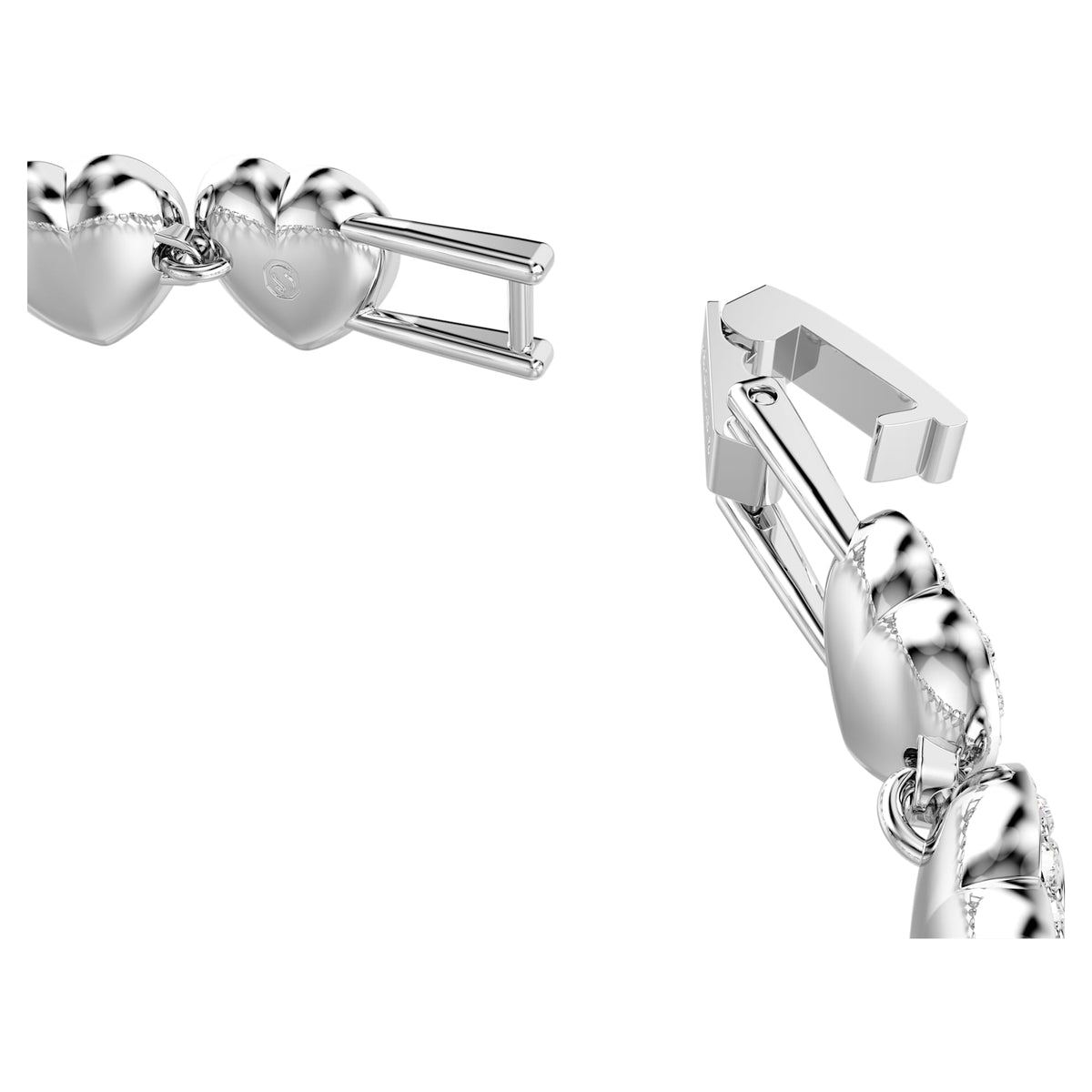 White Heart Crystal Bracelet with Rhodium-Plated Finish