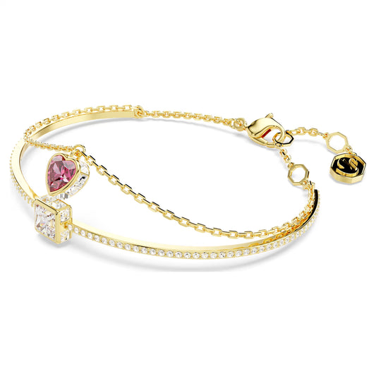 Red Heart Crystal Bangle – Gold Finish