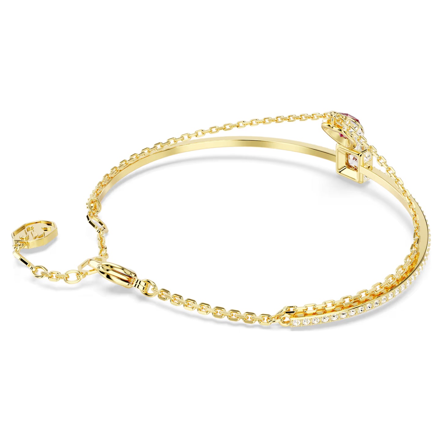 Red Heart Crystal Bangle – Gold Finish