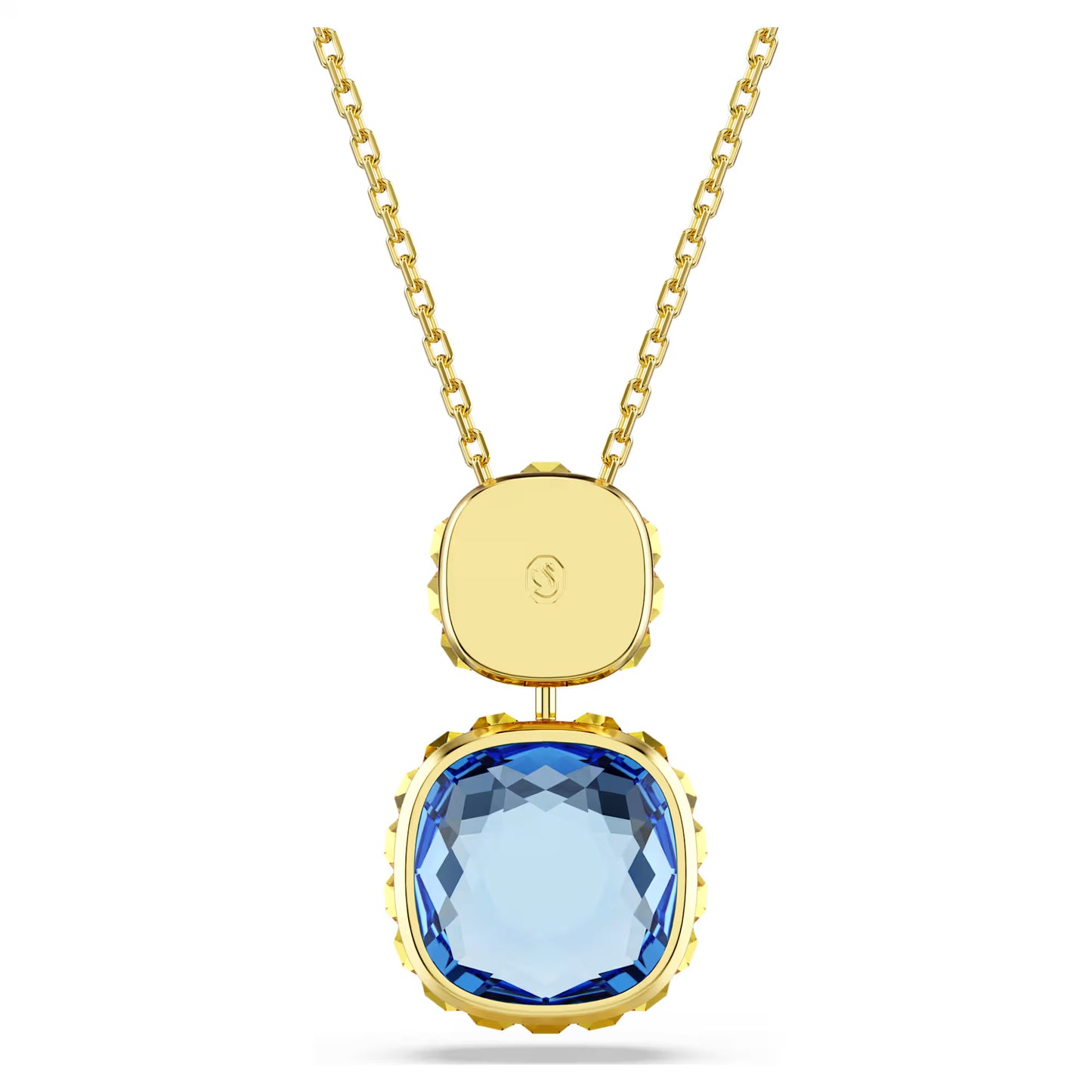 Radiant Cushion Cut Crystal Pendant Necklace – Multicolor Gold Finish