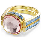 Multicoloured Cushion Cut Crystal Ring – Gold Finish