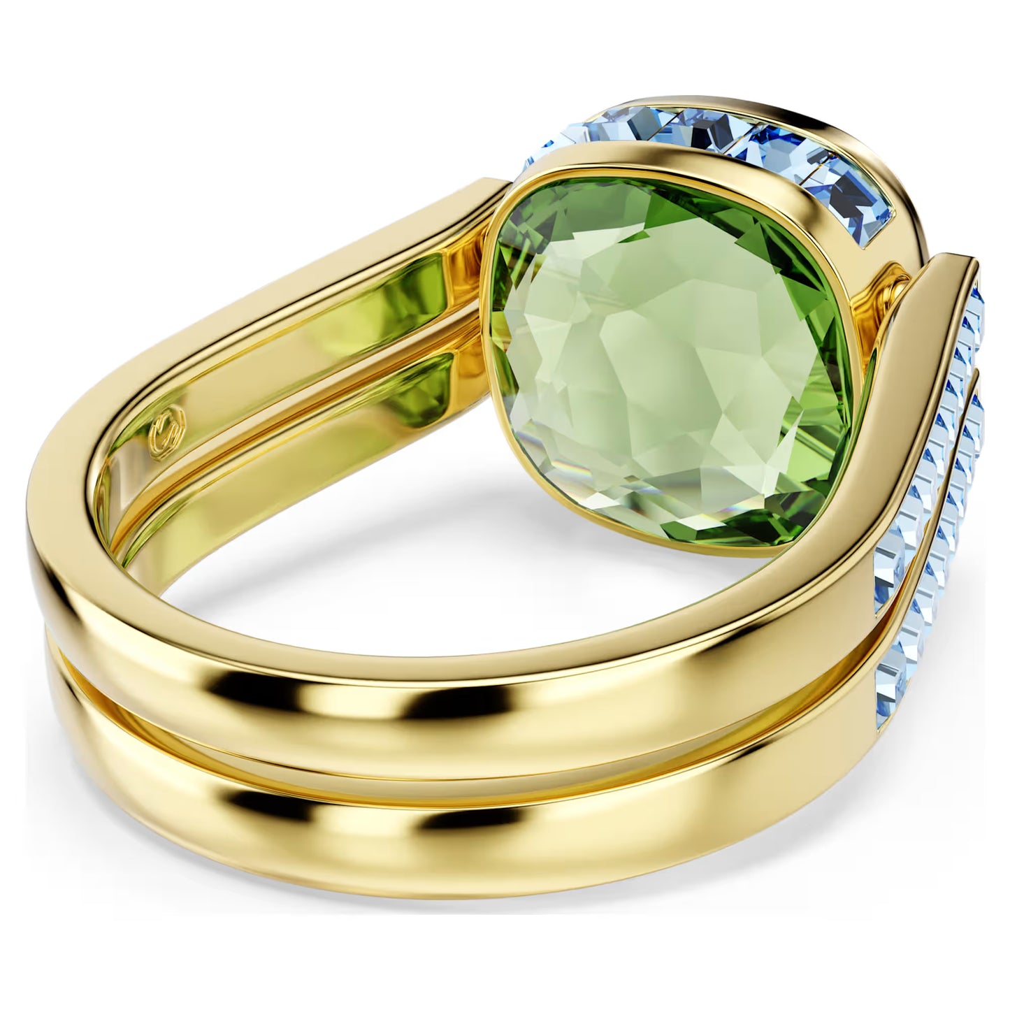 Multicoloured Cushion Cut Crystal Ring – Gold Finish