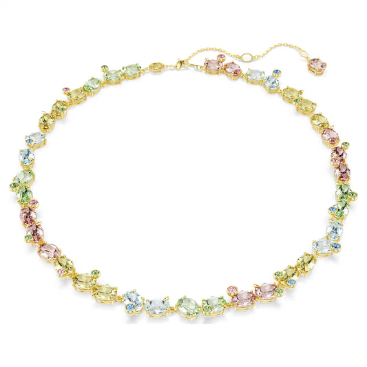 Multicoloured Mixed Cut Crystal Necklace – Gold Finish