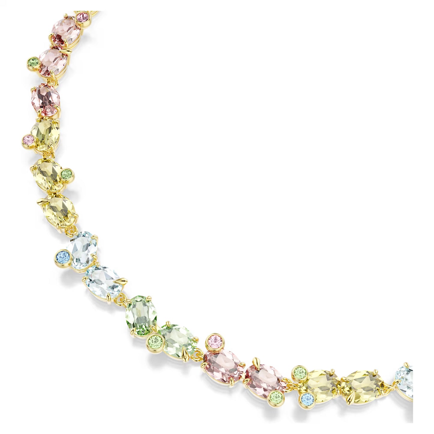 Multicoloured Mixed Cut Crystal Necklace – Gold Finish
