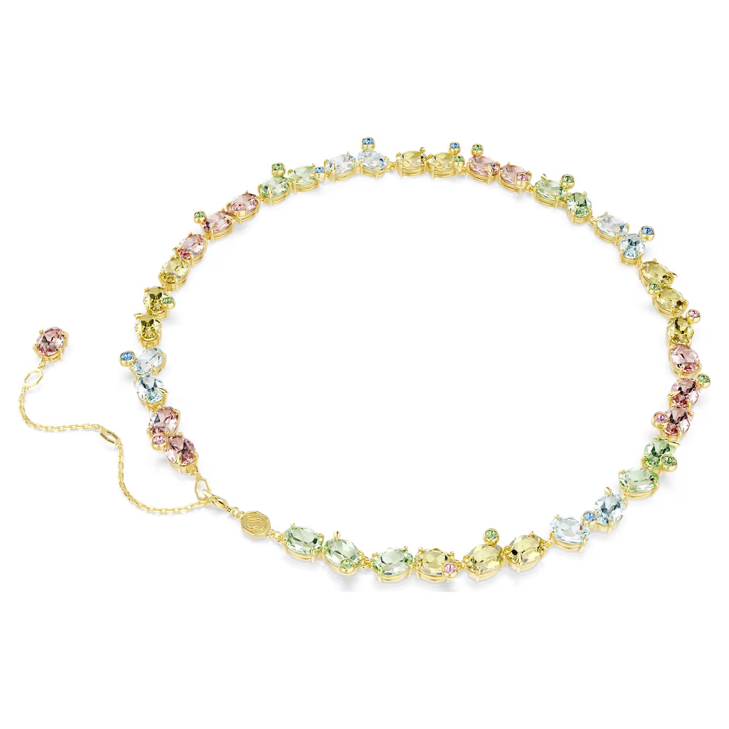 Multicoloured Mixed Cut Crystal Necklace – Gold Finish