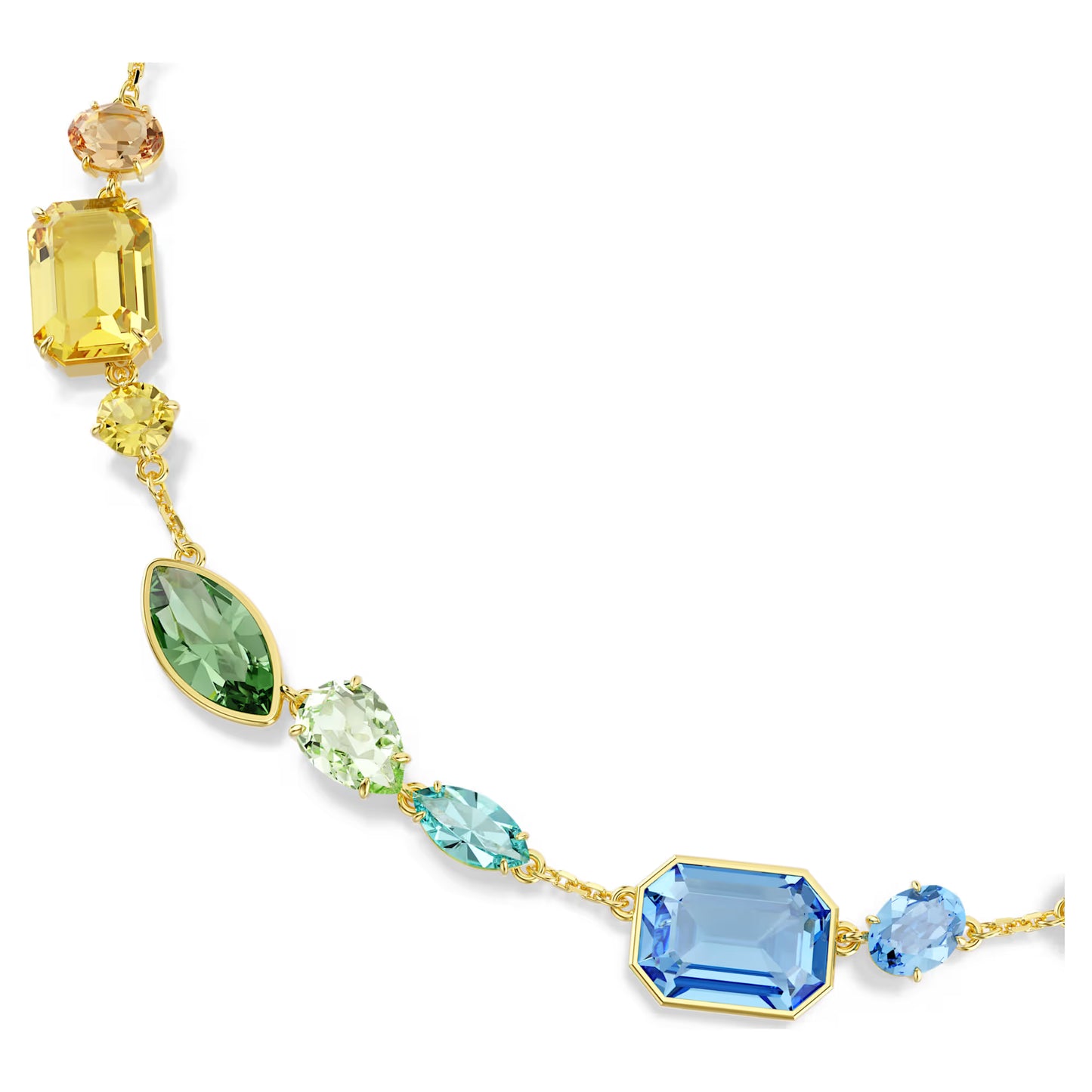 Multicoloured Mixed Cut Statement Crystal Necklace – Gold Finish