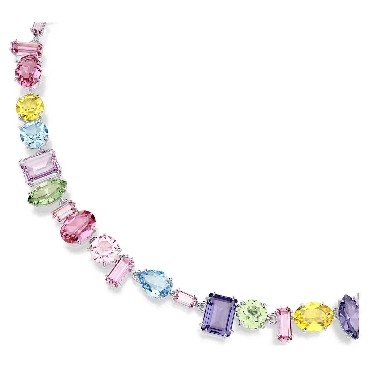 Multicoloured Mixed Cut Crystal Necklace – Rhodium Plated