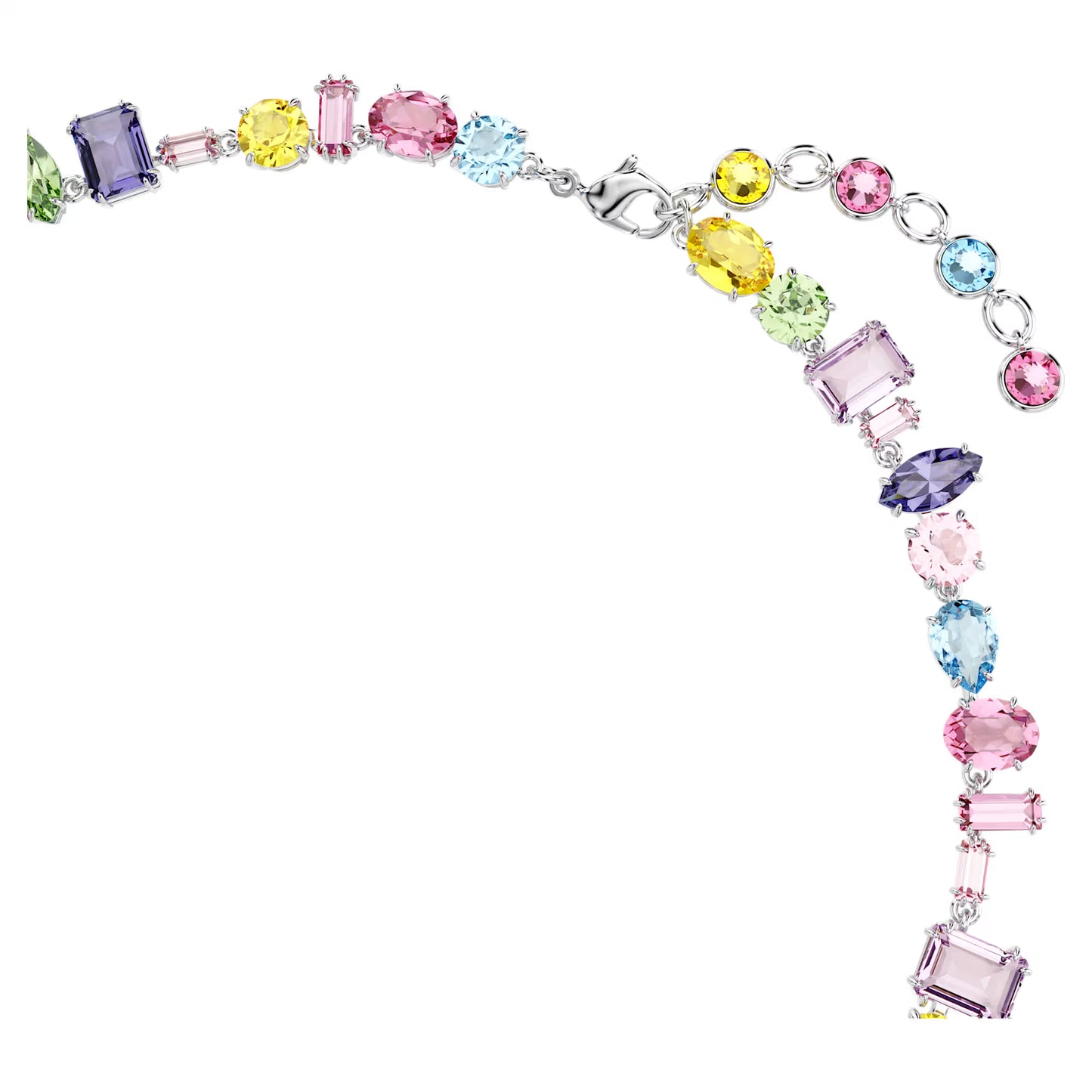 Multicoloured Mixed Cut Crystal Necklace – Rhodium Plated