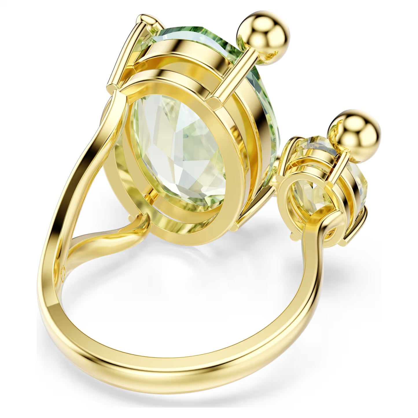 Green Multicoloured Mixed Cut Open Crystal Ring – Gold Finish