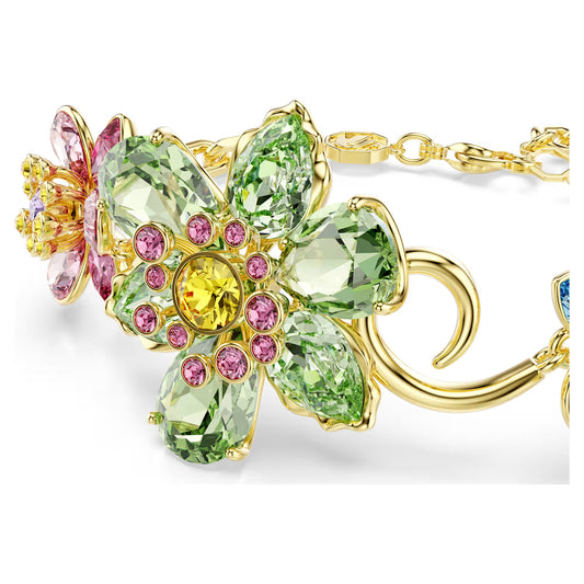 Idyllia Flower Crystal Bracelet – Multicoloured Gold Finish