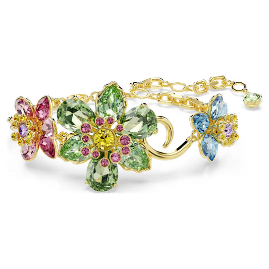 Idyllia Flower Crystal Bracelet – Multicoloured Gold Finish