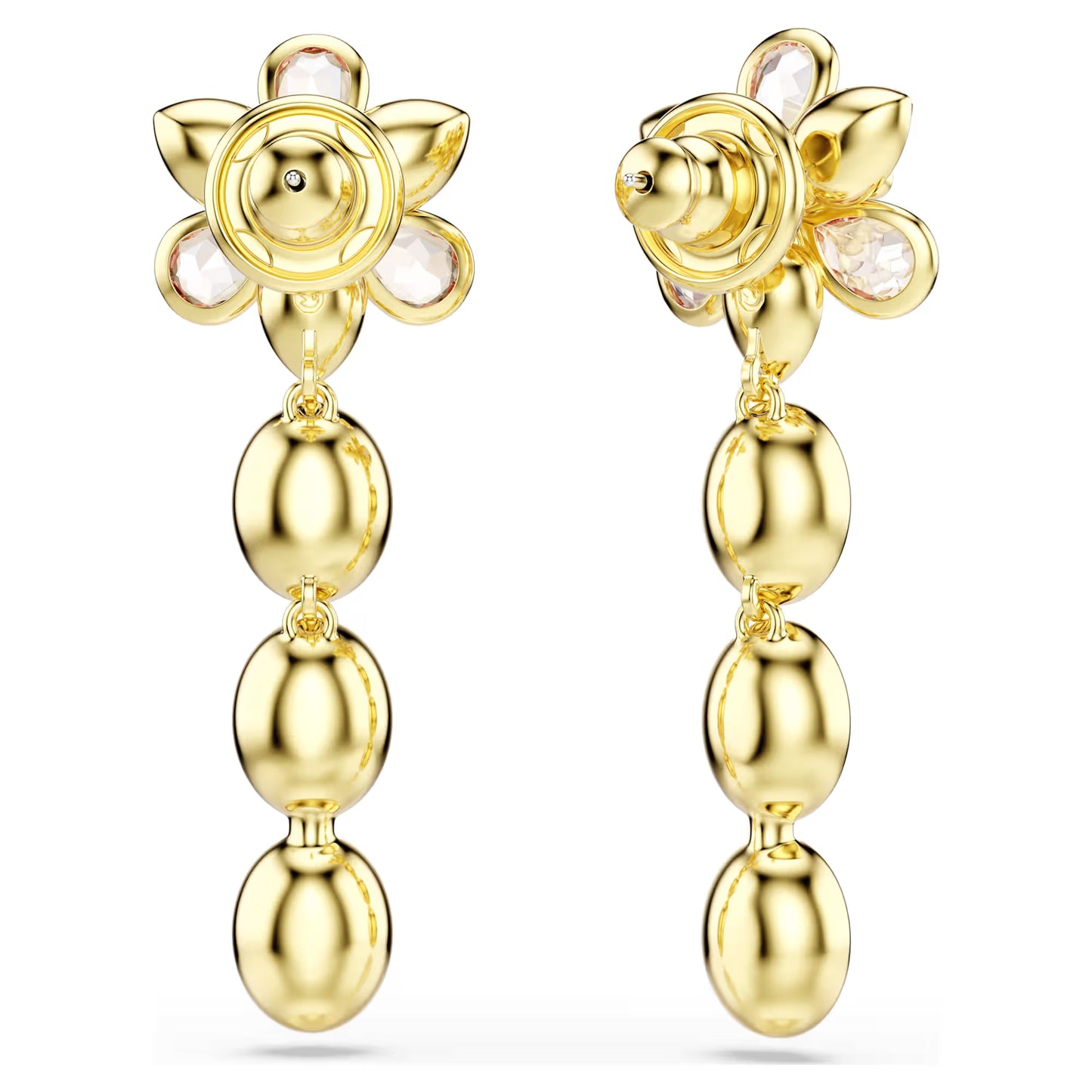 Floral Crystal Drop Earrings – Multicoloured Gold Finish