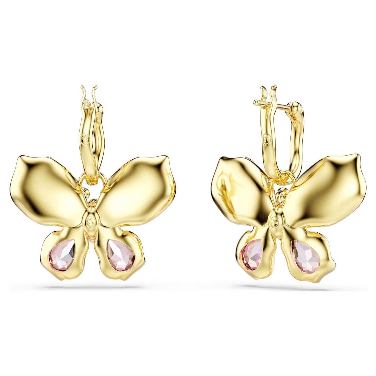 Multicoloured Butterfly Crystal Drop Earrings – Gold Finish