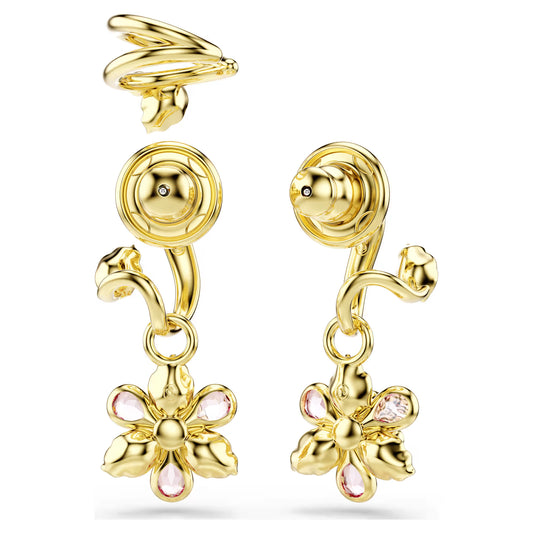 Multicoloured Floral Crystal Earrings Set – Gold Finish