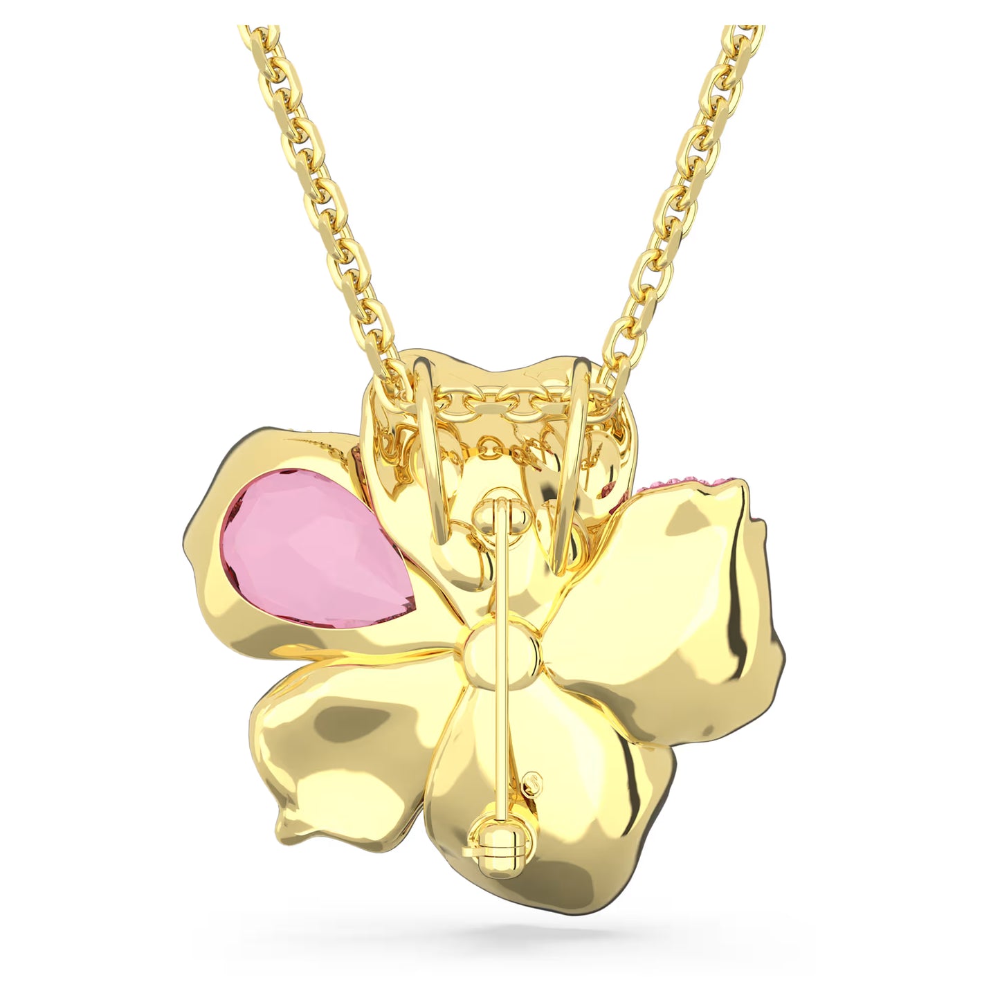 Floral Pink Crystal Pendant & Brooch