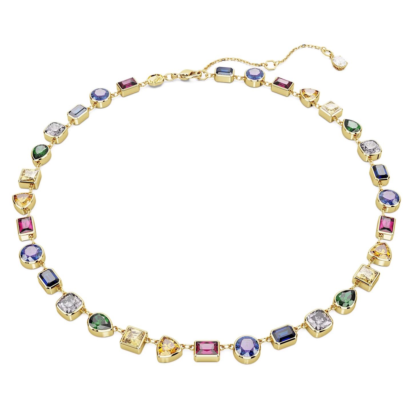 Multicoloured Mixed Cut Crystal Necklace – Gold Finish