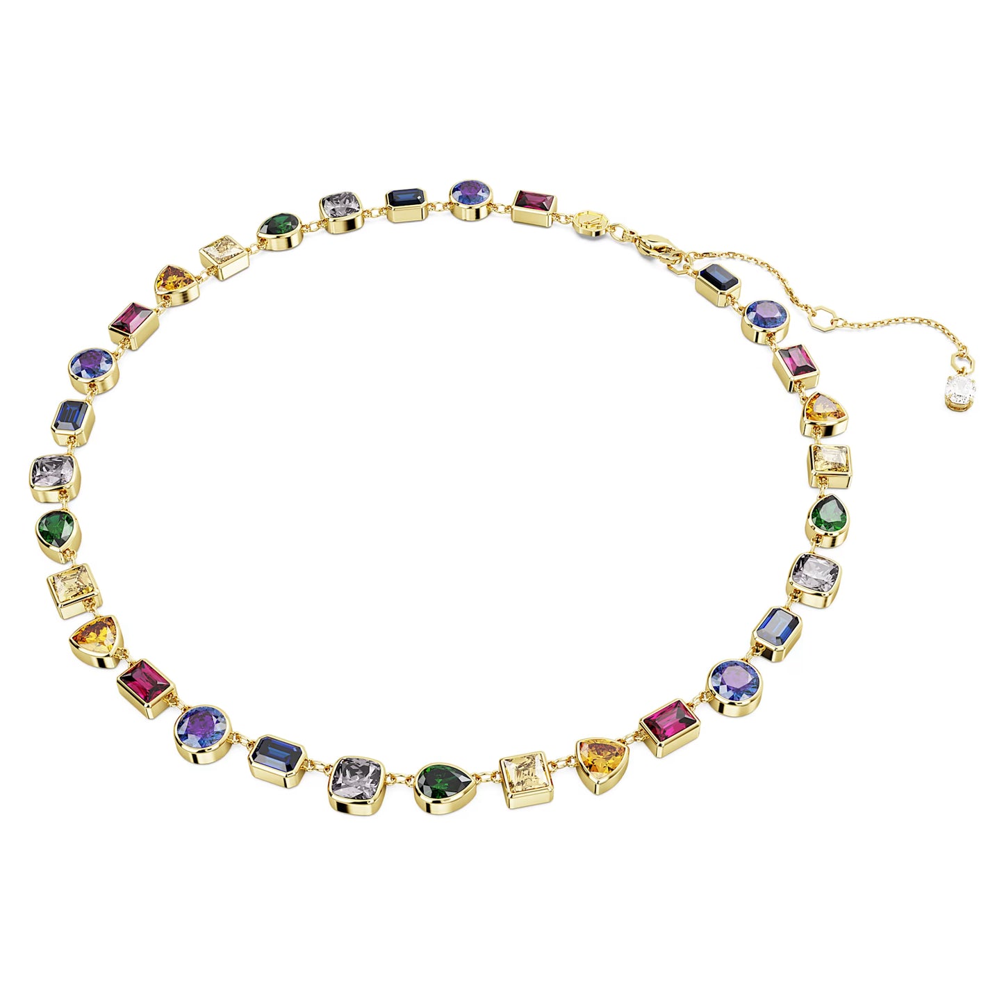 Multicoloured Mixed Cut Crystal Necklace – Gold Finish