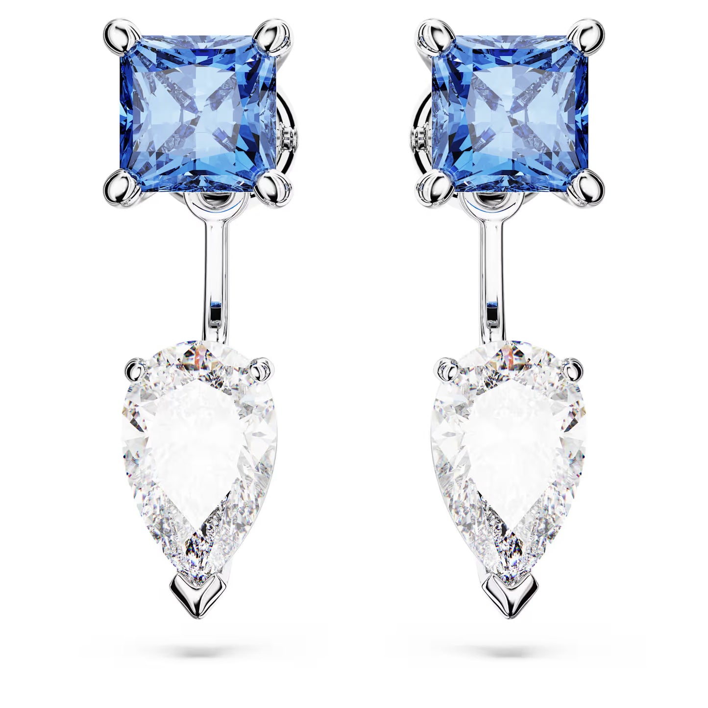 Blue Crystal Detachable Earring Jackets – Rhodium Plated