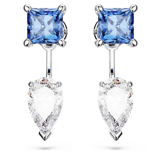 Blue Crystal Detachable Earring Jackets – Rhodium Plated