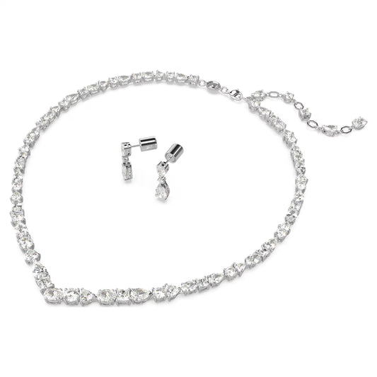 White Mixed Cut Crystal Jewellery Set – Rhodium Plated