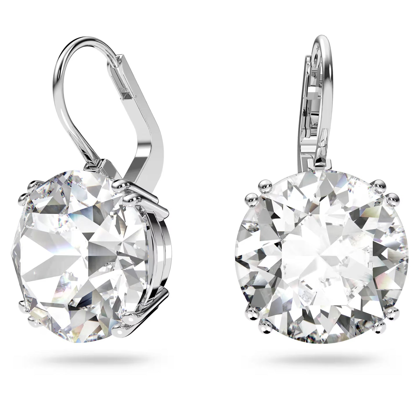 White Crystal Drop Earrings – Rhodium Plated