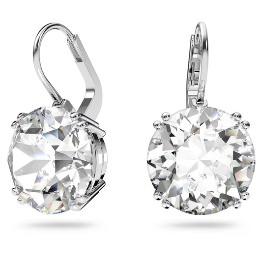 White Crystal Drop Earrings – Rhodium Plated