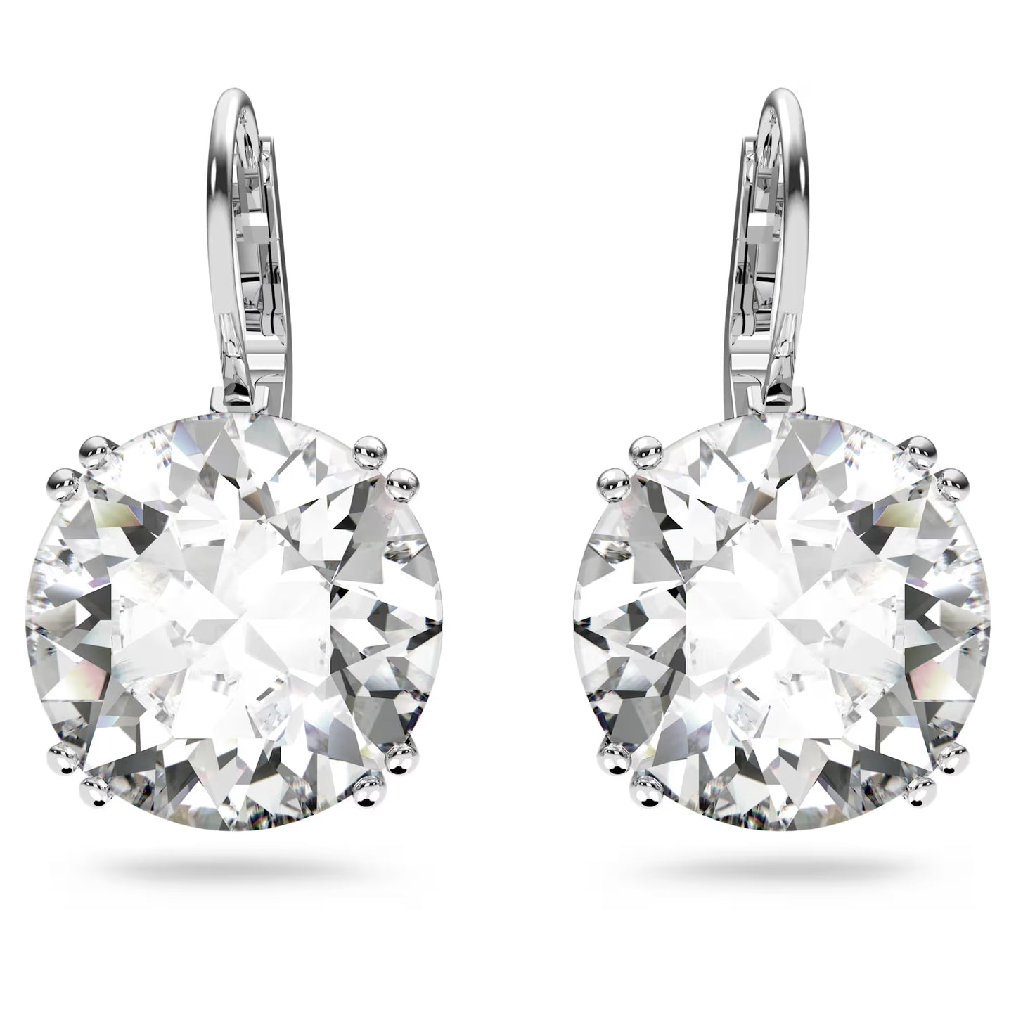 White Crystal Drop Earrings – Rhodium Plated