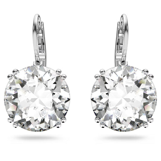 White Crystal Drop Earrings – Rhodium Plated