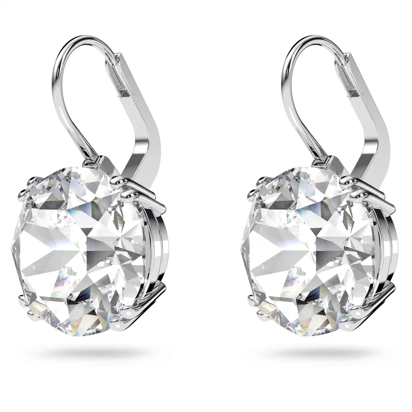 White Crystal Drop Earrings – Rhodium Plated