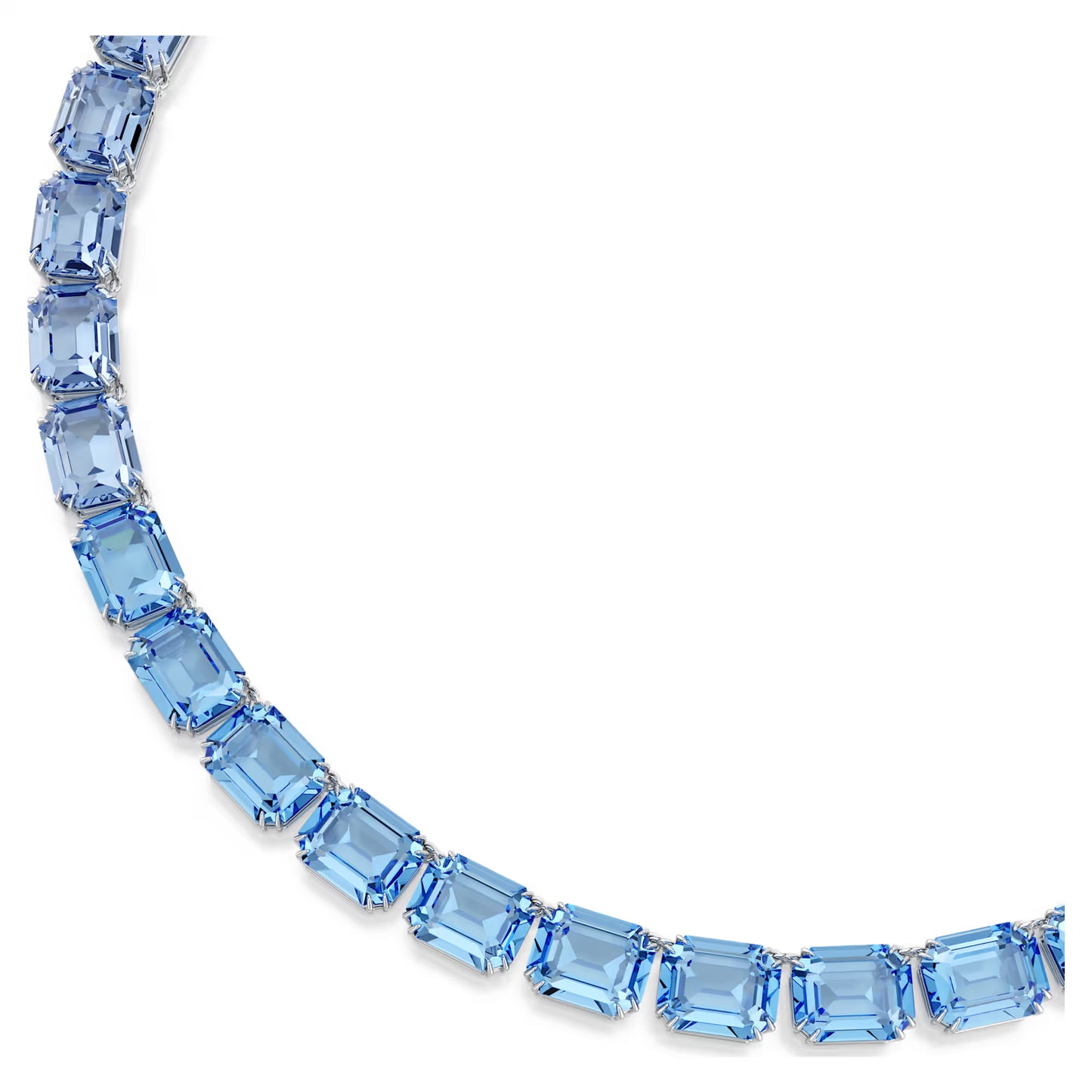 Blue Gradient Octagon Cut Crystal Necklace – Rhodium Plated