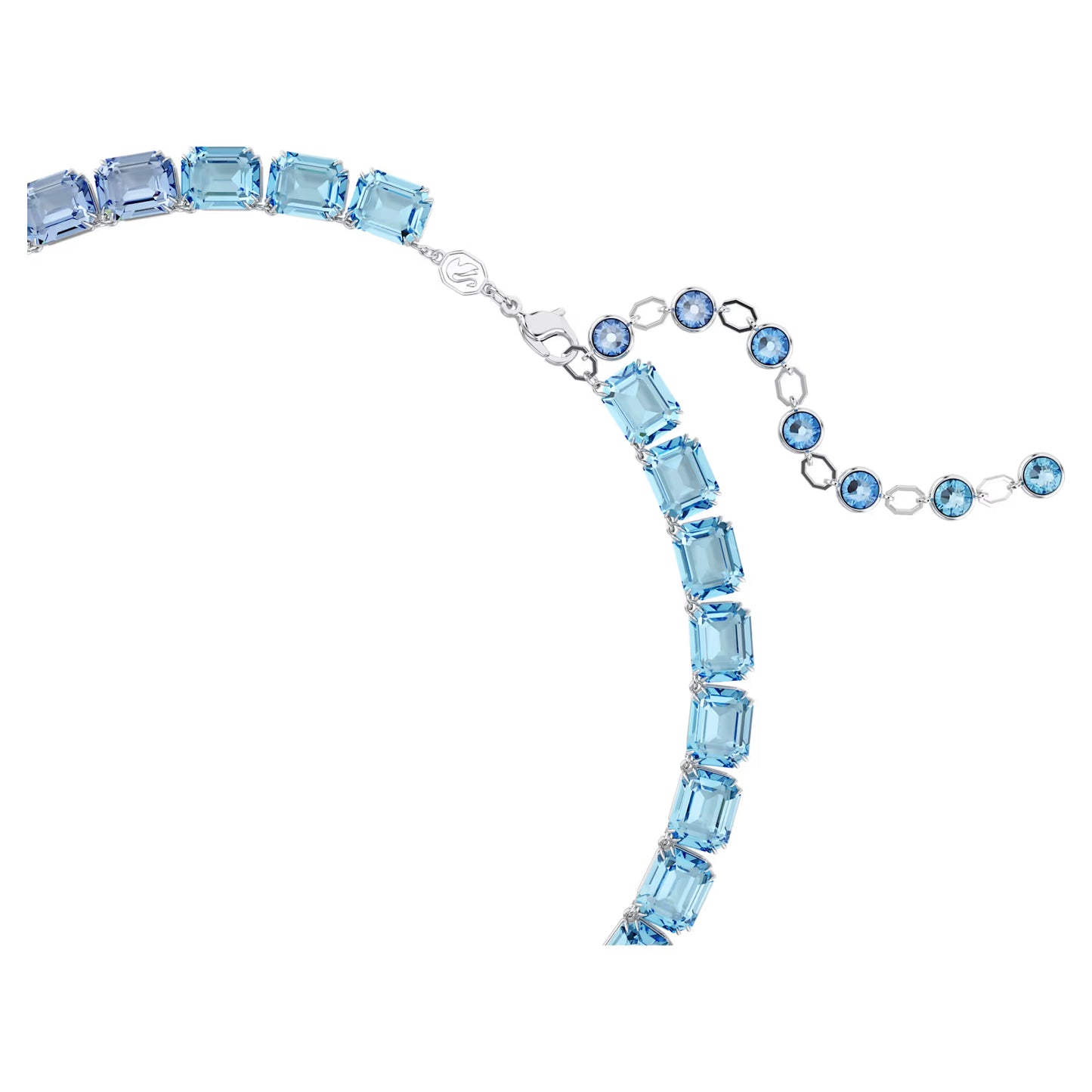 Blue Gradient Octagon Cut Crystal Necklace – Rhodium Plated