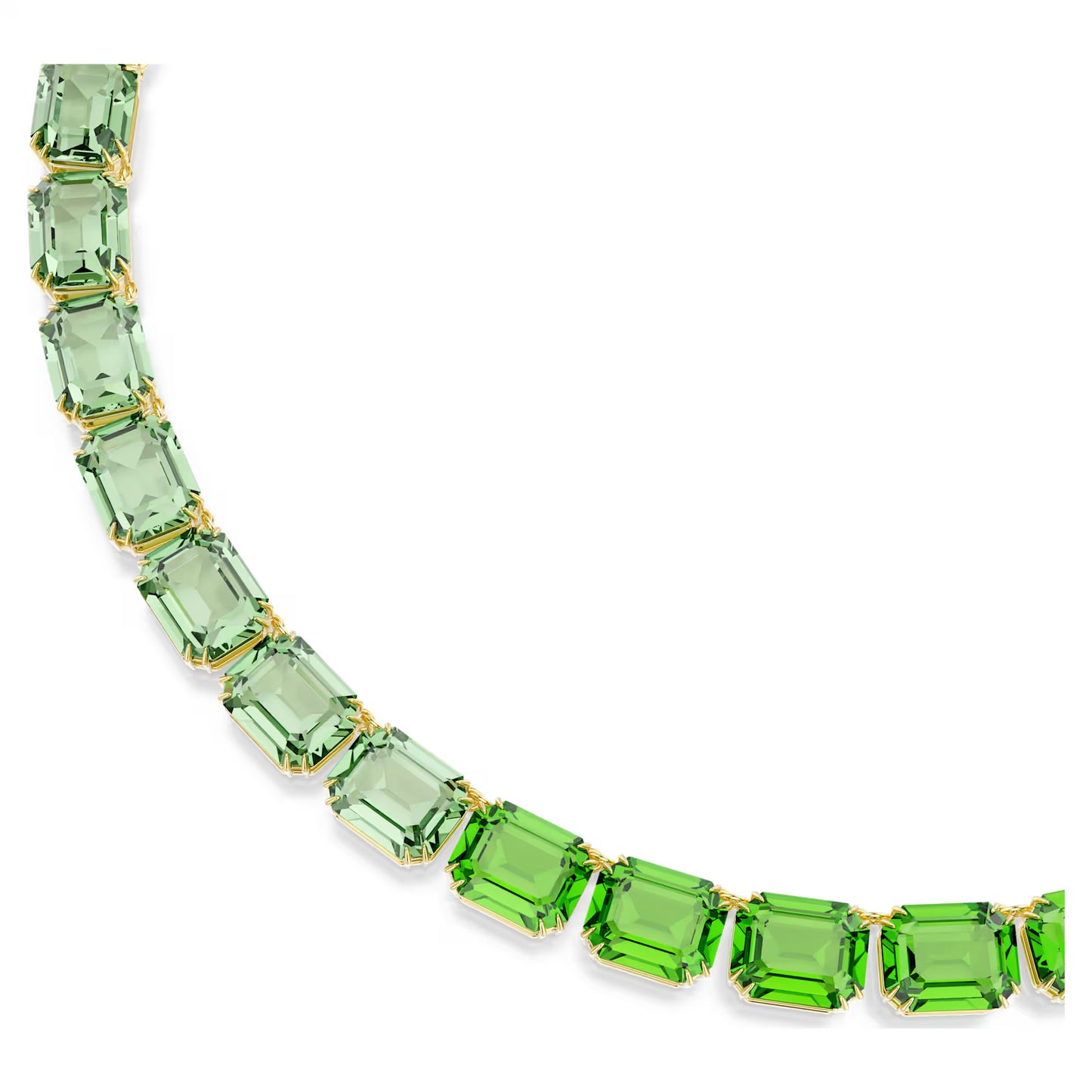 Green Gradient Octagon Cut Crystal Necklace – Gold Finish