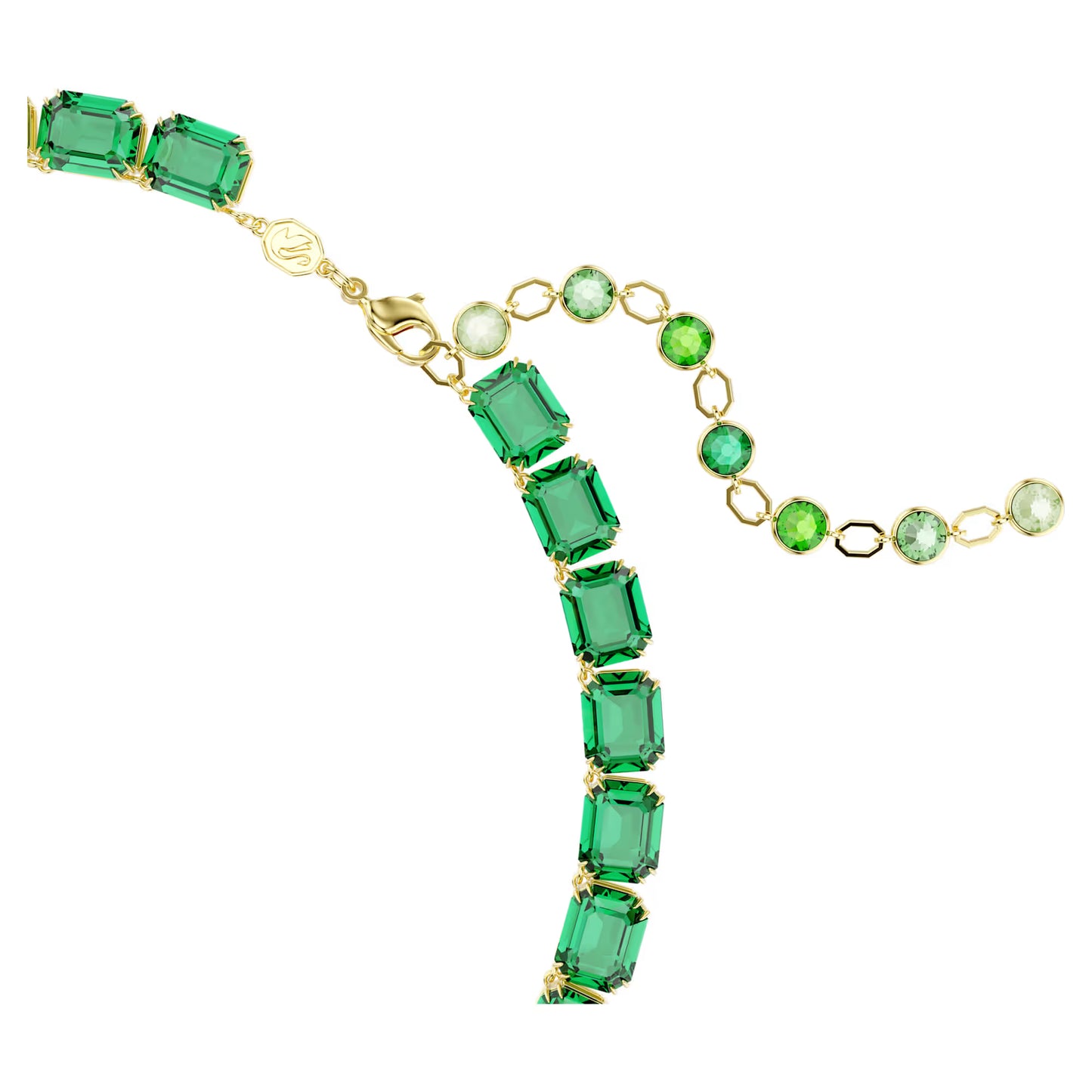 Green Gradient Octagon Cut Crystal Necklace – Gold Finish