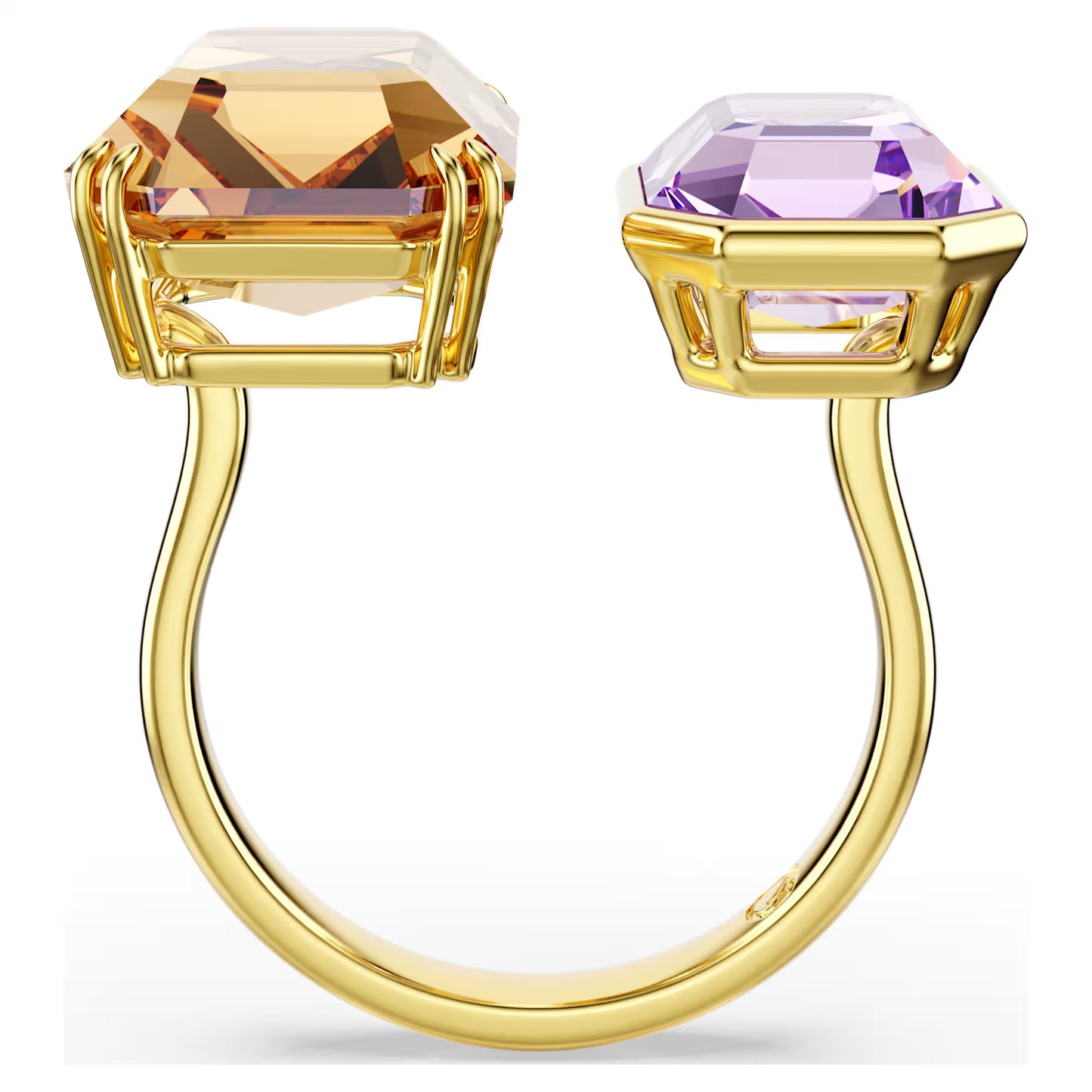 Multicoloured Octagon Cut Open Crystal Ring – Gold Finish